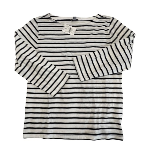 J Crew three-quarter sleeve striped cotton shirt size XS nautical beachy NWT - Picture 1 of 10